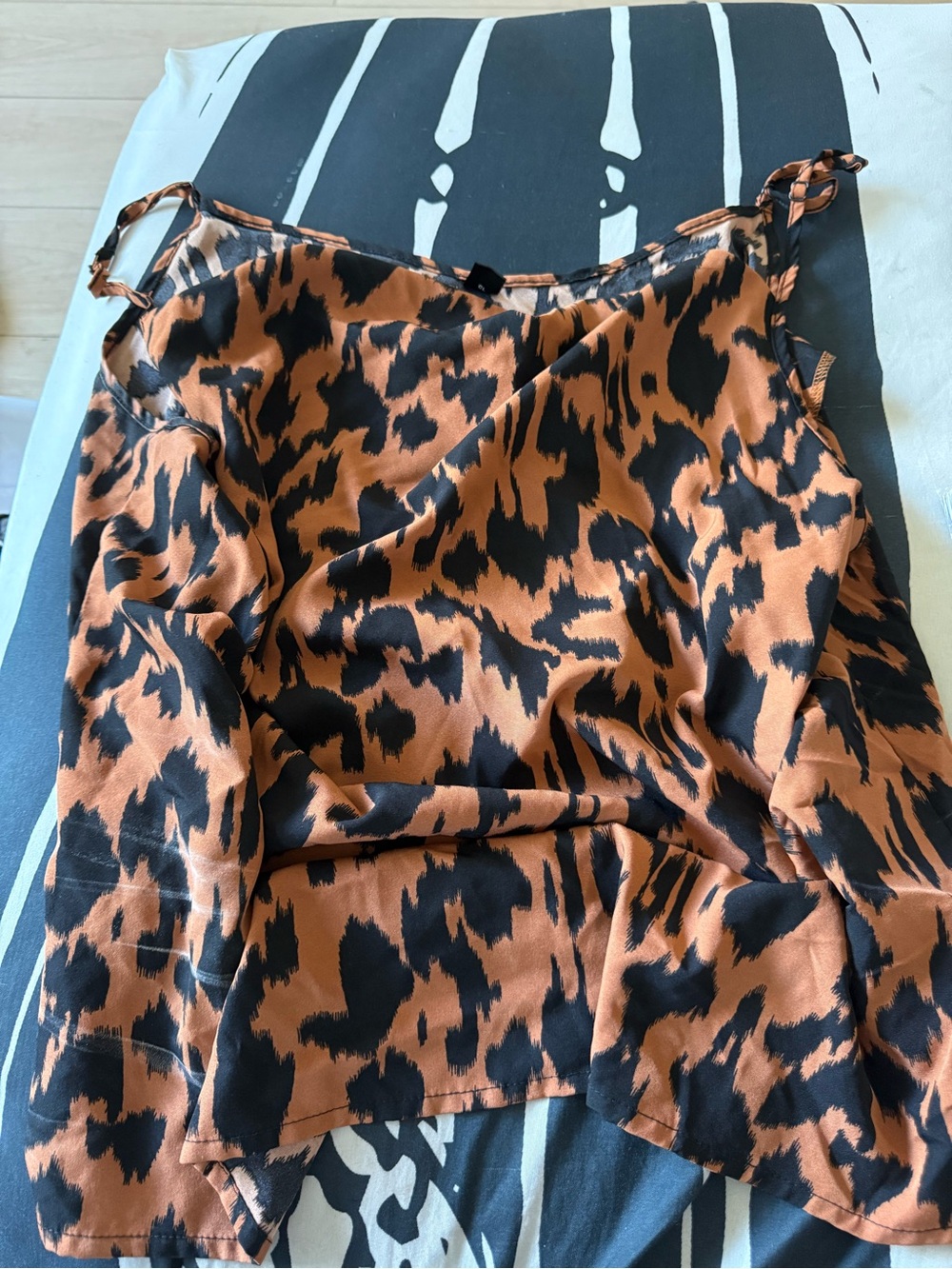 SHEIN Black and Brown Leopard Print Satin Cami